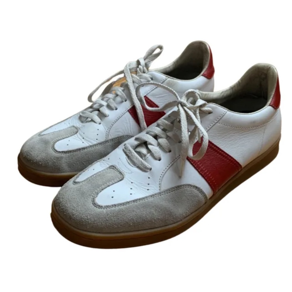 Sandro Red and White Low Leather Sneakers